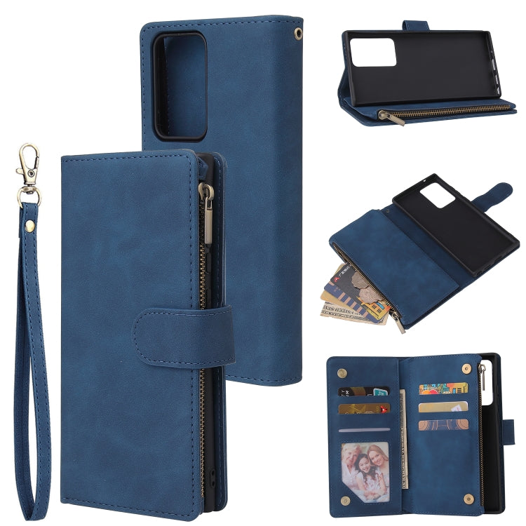 Multifunctional Retro Frosted Horizontal Flip Leather Case with Card Slot & Holder & Zipper Wallet & Photo Frame & Lanyard, For Samsung Galaxy Note20 Ultra