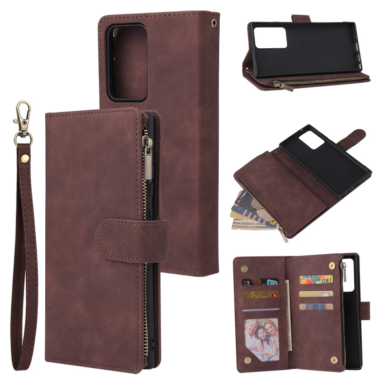 Multifunctional Retro Frosted Horizontal Flip Leather Case with Card Slot & Holder & Zipper Wallet & Photo Frame & Lanyard, For Samsung Galaxy Note20 Ultra