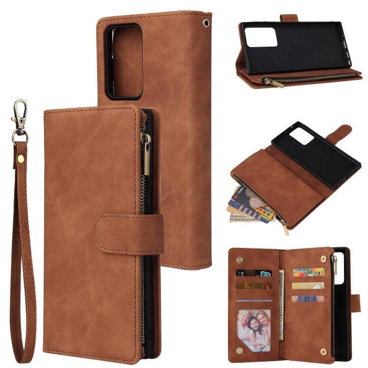 Multifunctional Retro Frosted Horizontal Flip Leather Case with Card Slot & Holder & Zipper Wallet & Photo Frame & Lanyard, For Samsung Galaxy Note20 Ultra