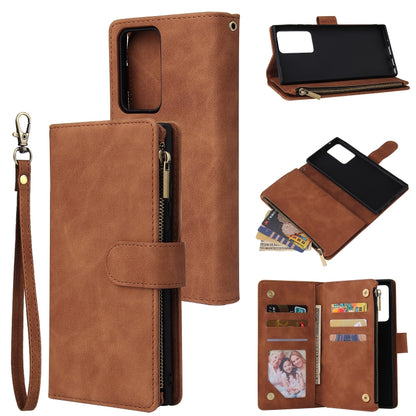 Multifunctional Retro Frosted Horizontal Flip Leather Case with Card Slot & Holder & Zipper Wallet & Photo Frame & Lanyard, For Samsung Galaxy Note20 Ultra