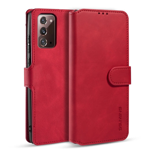 DG.MING Retro Oil Side Horizontal Flip Case with Holder & Card Slots & Wallet, Compatible with Samsung Galaxy Note20