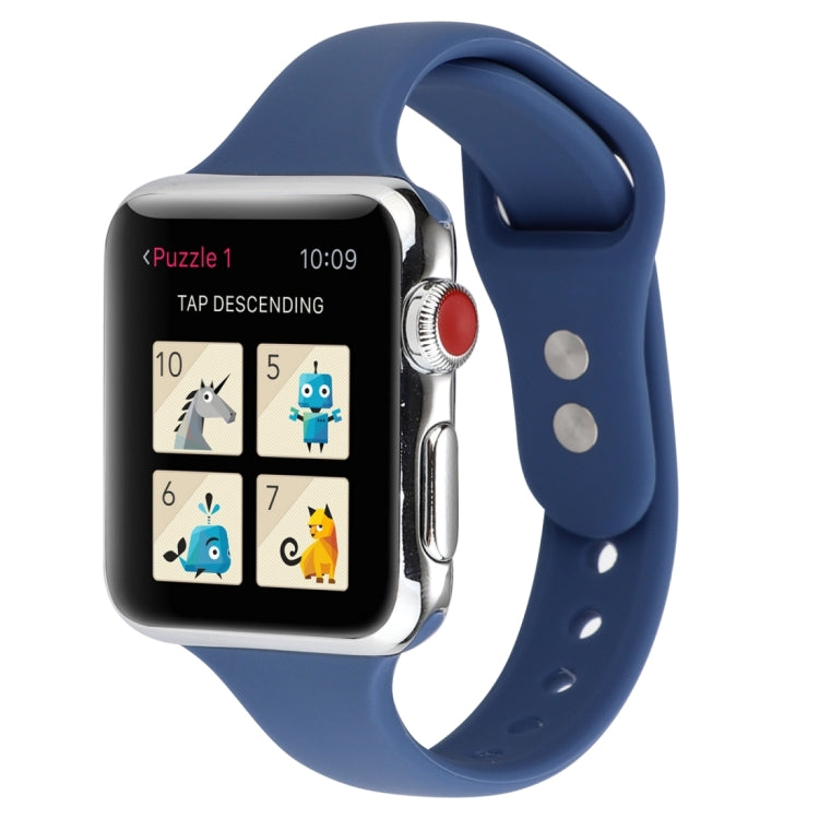 Thin Silicone Double Buckle Replacement Wrist Strap, Compatible with Apple Watch Series 8&7 41mm / SE 2&6&SE&5&4 40mm / 3&2&1 38mm
