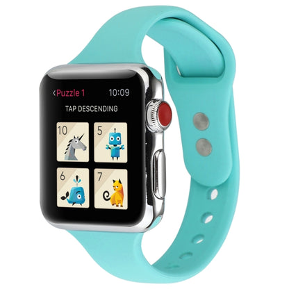 Thin Silicone Double Buckle Replacement Wrist Strap, Compatible with Apple Watch Series 8&7 41mm / SE 2&6&SE&5&4 40mm / 3&2&1 38mm