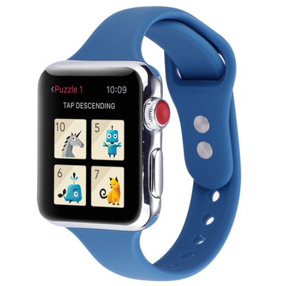 Thin Silicone Double Buckle Replacement Wrist Strap, Compatible with Apple Watch Series 8&7 41mm / SE 2&6&SE&5&4 40mm / 3&2&1 38mm