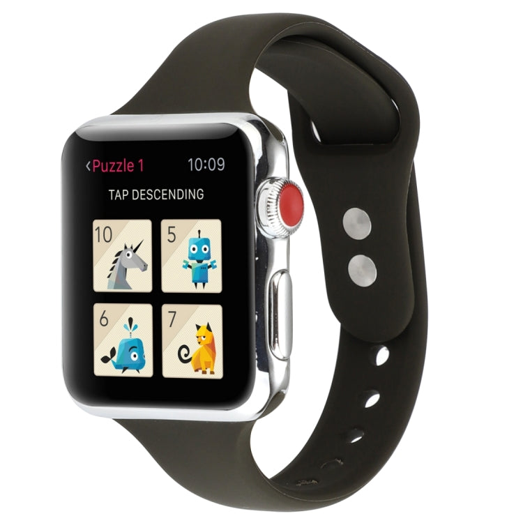 Thin Silicone Double Buckle Replacement Wrist Strap, Compatible with Apple Watch Series 8&7 41mm / SE 2&6&SE&5&4 40mm / 3&2&1 38mm