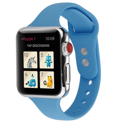 Thin Silicone Double Buckle Replacement Wrist Strap, Compatible with Apple Watch Series 8&7 41mm / SE 2&6&SE&5&4 40mm / 3&2&1 38mm