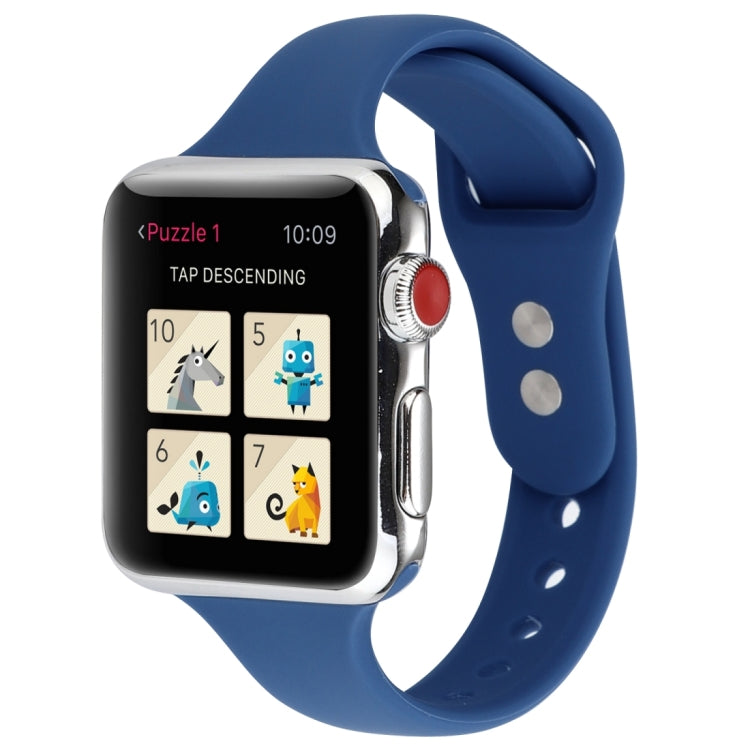 Thin Silicone Double Buckle Replacement Wrist Strap, Compatible with Apple Watch Series 8&7 41mm / SE 2&6&SE&5&4 40mm / 3&2&1 38mm
