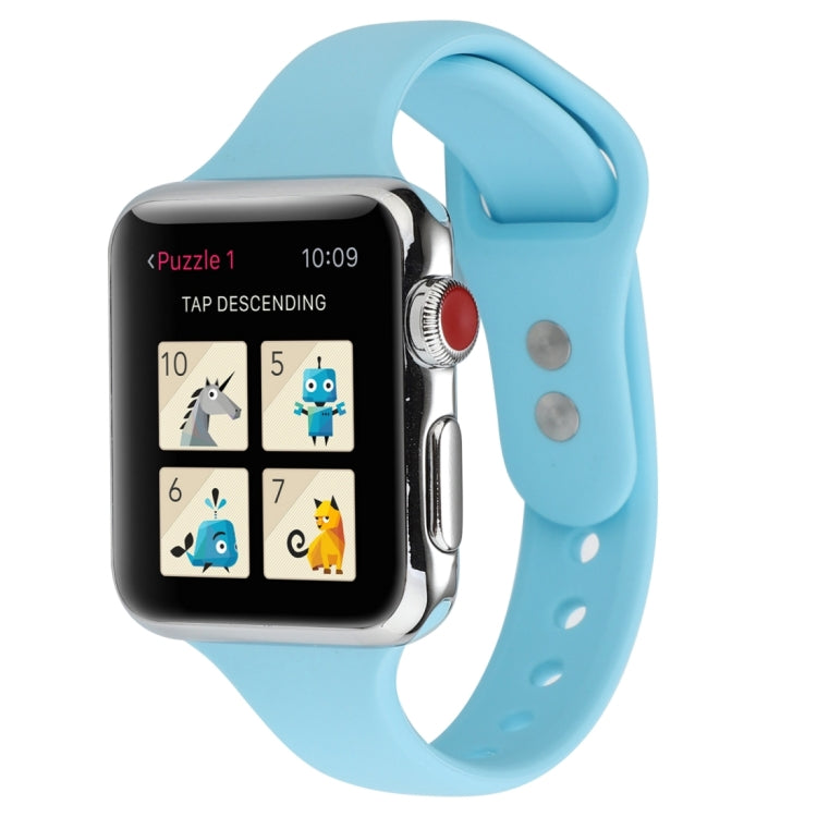 Thin Silicone Double Buckle Replacement Wrist Strap, Compatible with Apple Watch Series 8&7 41mm / SE 2&6&SE&5&4 40mm / 3&2&1 38mm