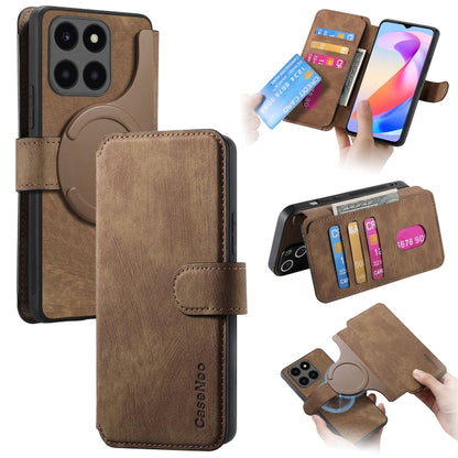 CaseNeo MagSafe RFID Anti-theft Retro Leather Phone Case, For Honor X6a