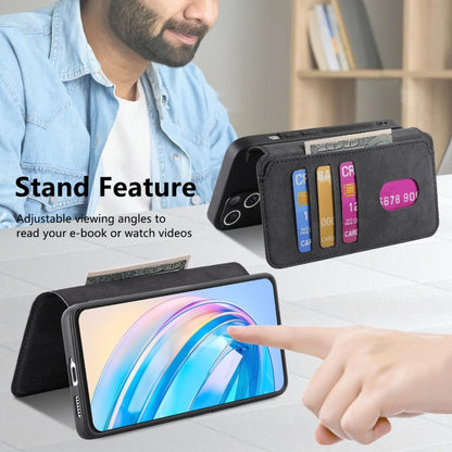 CaseNeo MagSafe RFID Anti-theft Retro Leather Phone Case, For Honor X8a