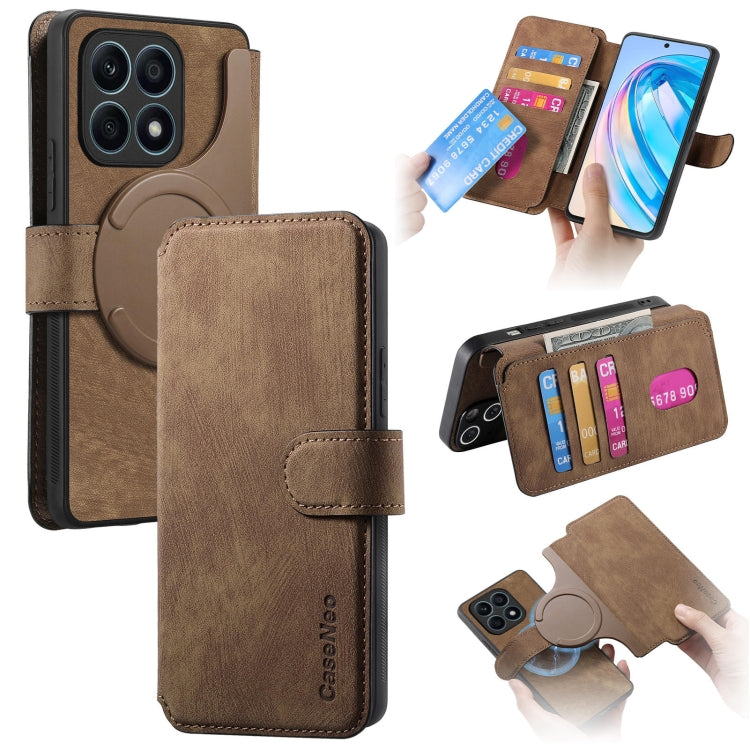 CaseNeo MagSafe RFID Anti-theft Retro Leather Phone Case, For Honor X8a