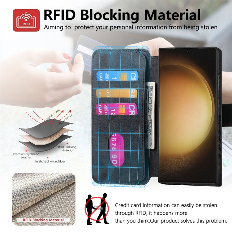 CaseNeo MagSafe RFID Anti-theft Retro Leather Phone Case, For Samsung Galaxy S23 Ultra 5G