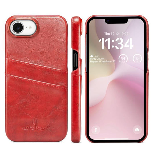 Fierre Shann Retro Oil Wax Texture Card Slots PU Leather Phone Case, Compatible with iPhone 16e
