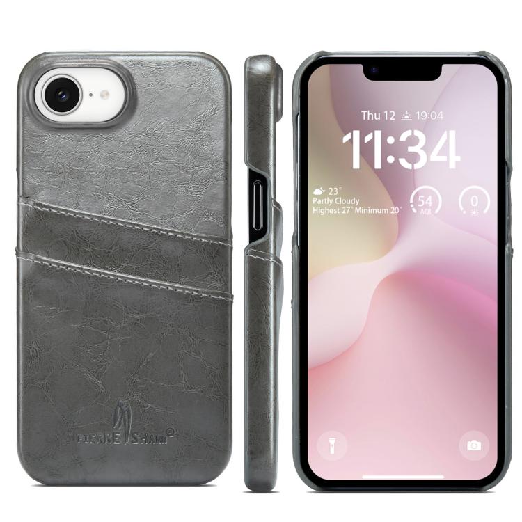 Fierre Shann Retro Oil Wax Texture Card Slots PU Leather Phone Case, Compatible with iPhone 16e