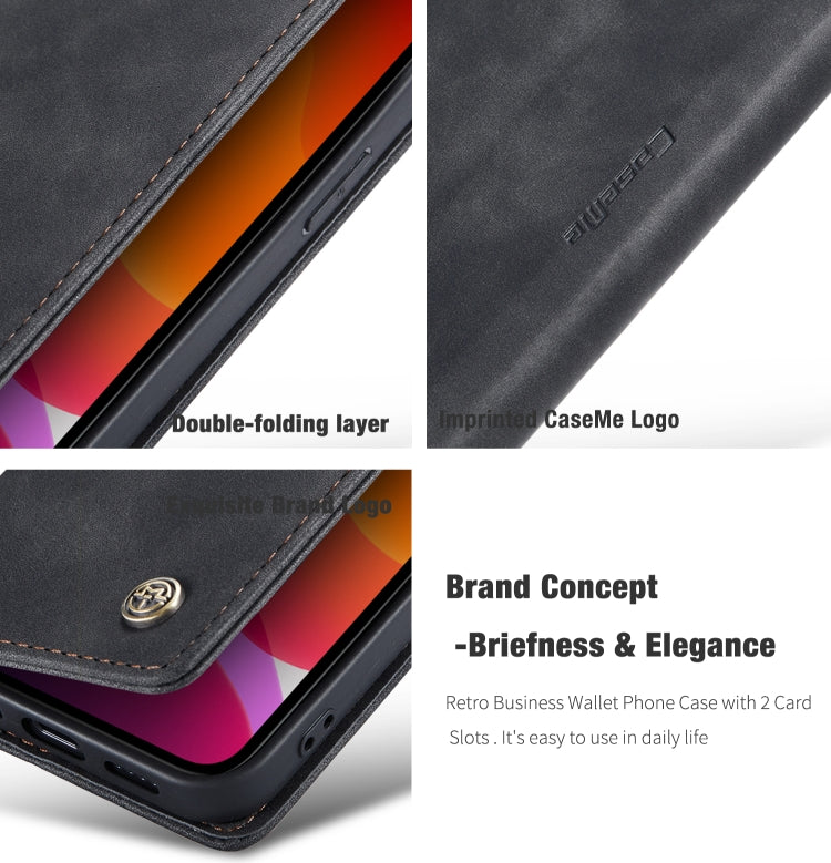 CaseMe-013 Multifunctional Retro Frosted Horizontal Flip Leather Case with Card Slot & Holder & Wallet, Compatible with iPhone 12 / 12 Pro