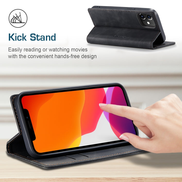 CaseMe-013 Multifunctional Retro Frosted Horizontal Flip Leather Case with Card Slot & Holder & Wallet, Compatible with iPhone 12 / 12 Pro