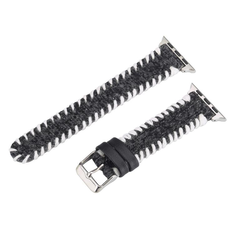 Retro Stitched Wool Genuine Leather Watch Band, Compatible with Apple Watch 42mm / 41mm / 40mm / 38mm