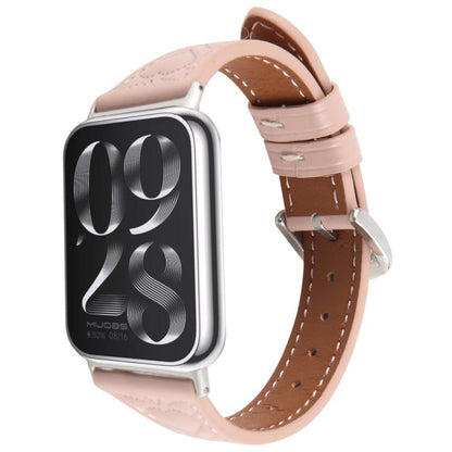 Metal Connector Heart-Shaped Embossed Leather Watch Band, Compatible with Xiaomi Mi Band 8 Pro / Redmi Watch 5