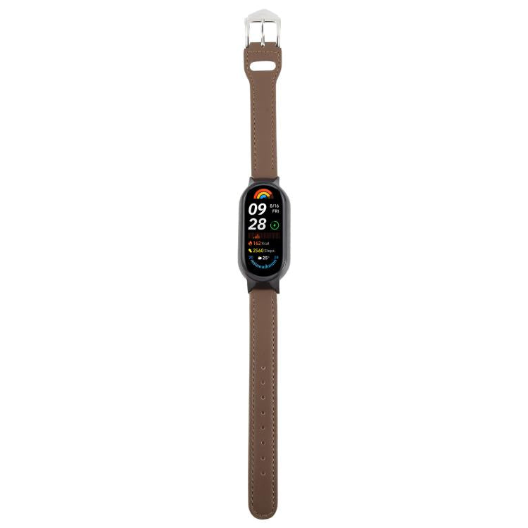 PC Case Integrated Microfiber Leather Watch Band, Compatible with Xiaomi Smart Band 9