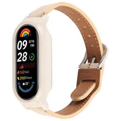 PC Case Integrated Microfiber Leather Watch Band, Compatible with Xiaomi Smart Band 9