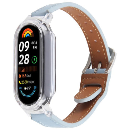 PC Case Integrated Microfiber Leather Watch Band, Compatible with Xiaomi Smart Band 9