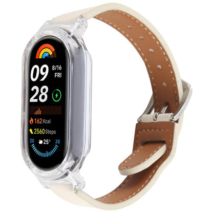 PC Case Integrated Microfiber Leather Watch Band, Compatible with Xiaomi Smart Band 9