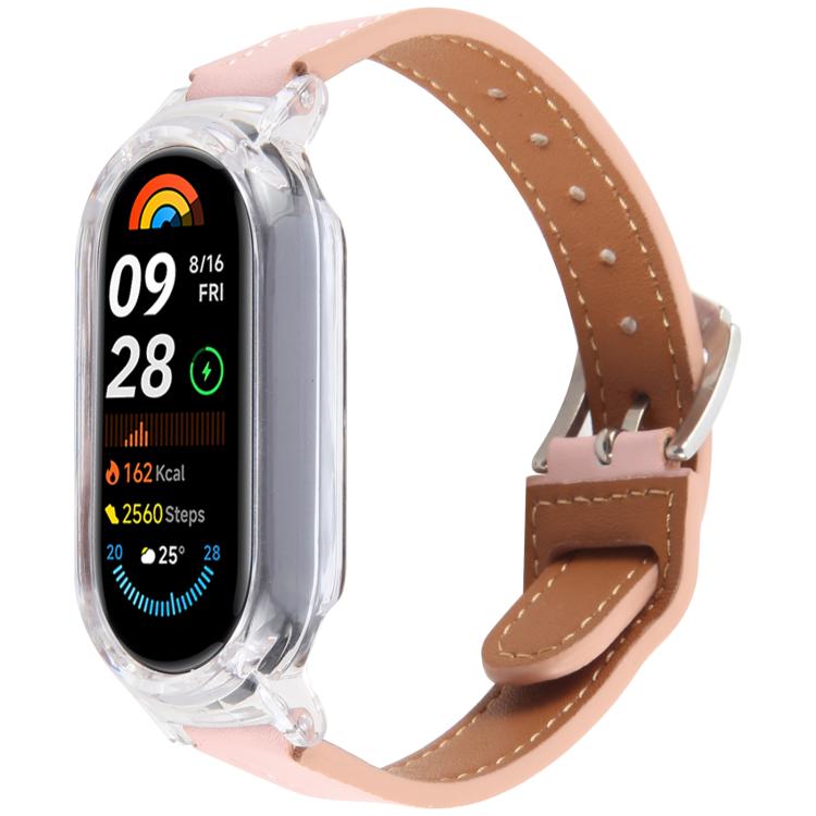 PC Case Integrated Microfiber Leather Watch Band, Compatible with Xiaomi Smart Band 9