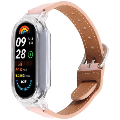 PC Case Integrated Microfiber Leather Watch Band, Compatible with Xiaomi Smart Band 9