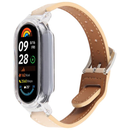 PC Case Integrated Microfiber Leather Watch Band, Compatible with Xiaomi Smart Band 9