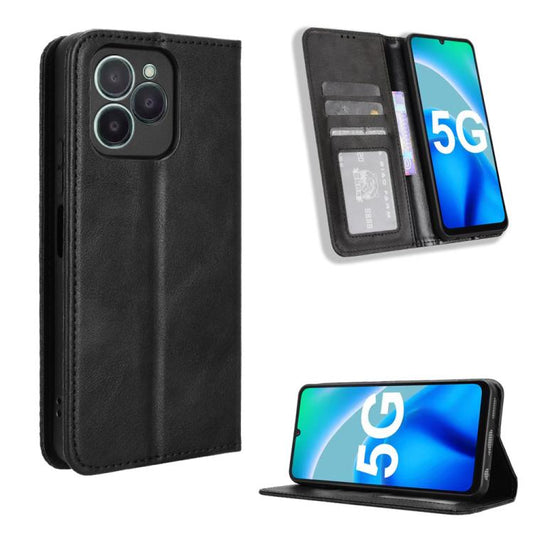 Magnetic Buckle Retro Texture Leather Phone Case, Compatible with Fossibot S1 5G