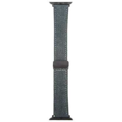 Folding Magnetic Buckle Denim Leather Watch Band, Compatible with Apple Watch 46mm / 49mm / 45mm / 44mm