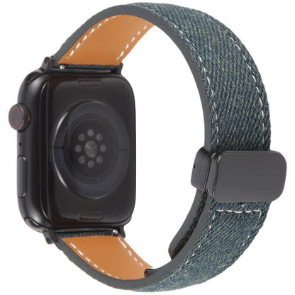 Folding Magnetic Buckle Denim Leather Watch Band, Compatible with Apple Watch 42mm / 41mm / 40mm / 38mm
