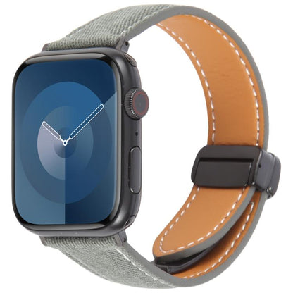 Folding Magnetic Buckle Denim Leather Watch Band, Compatible with Apple Watch 42mm / 41mm / 40mm / 38mm