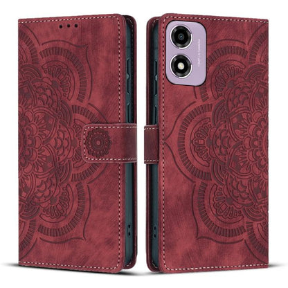 Mandala Embossed Retro Frosted Leather Phone Case, Compatible with Motorola Moto G24 / G04s / E14 4G