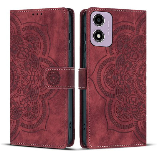 Mandala Embossed Retro Frosted Leather Phone Case, Compatible with Motorola Moto G24 / G04s / E14 4G