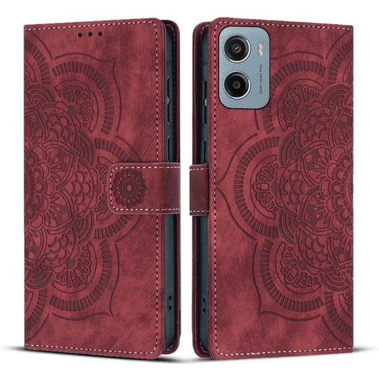 Mandala Embossed Retro Frosted Leather Phone Case, Compatible with Motorola Moto G05 / E15