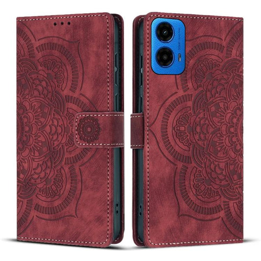 Mandala Embossed Retro Frosted Leather Phone Case, Compatible with Motorola Moto G34 / G45 5G