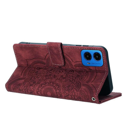 Mandala Embossed Retro Frosted Leather Phone Case, Compatible with Motorola Moto G34 / G45 5G