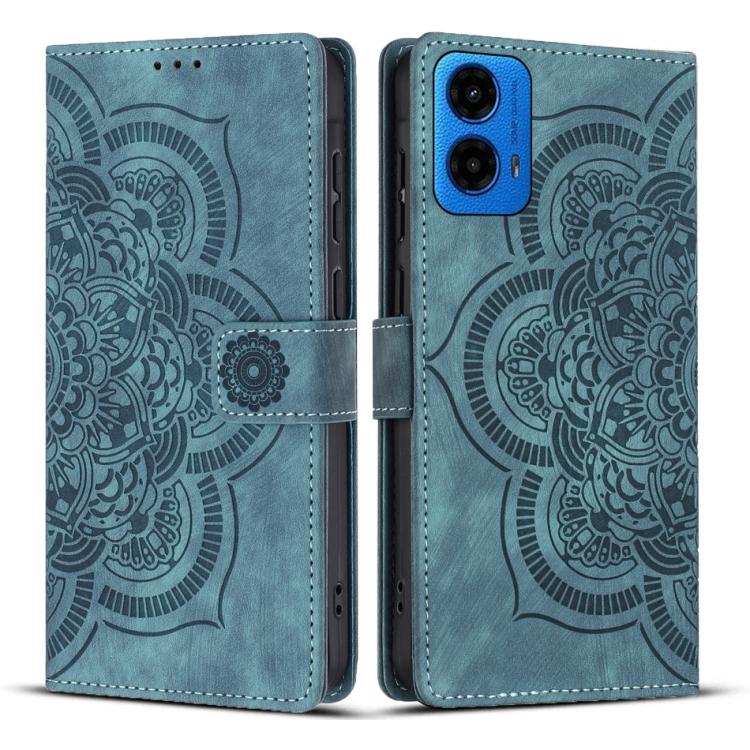 Mandala Embossed Retro Frosted Leather Phone Case, Compatible with Motorola Moto G34 / G45 5G