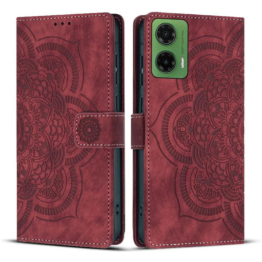 Mandala Embossed Retro Frosted Leather Phone Case, Compatible with Motorola Moto G35 5G
