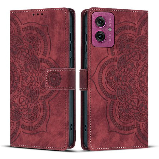Mandala Embossed Retro Frosted Leather Phone Case, Compatible with Motorola Moto G55 5G
