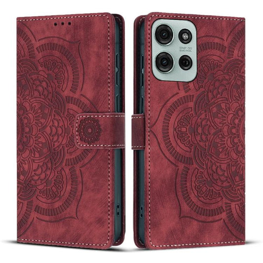 Mandala Embossed Retro Frosted Leather Phone Case, Compatible with Motorola Moto G75 5G
