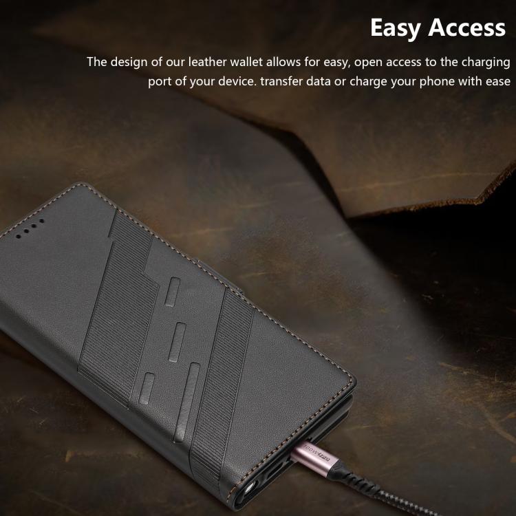 Embossed Multi-functional Side Suction Wallet Retro Leather Phone Case