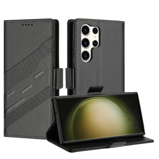 Embossed Multi-functional Side Suction Wallet Retro Leather Phone Case, Compatible with Samsung Galaxy S25 Ultra 5G