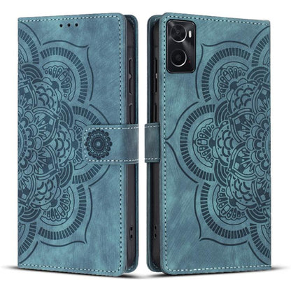 Mandala Embossed Retro Frosted Leather Phone Case, Compatible with OPPO A76 4G / A96 4G