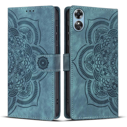 Mandala Embossed Retro Frosted Leather Phone Case, Compatible with OPPO A17