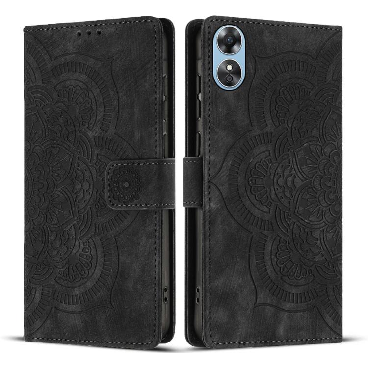 Mandala Embossed Retro Frosted Leather Phone Case, Compatible with OPPO A17