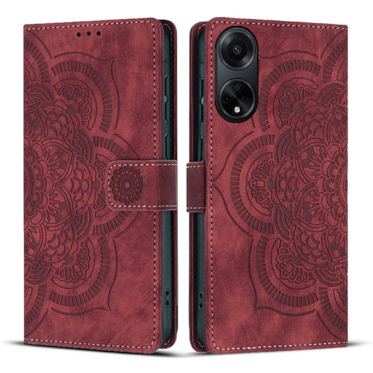 Mandala Embossed Retro Frosted Leather Phone Case, Compatible with OPPO A98 5G