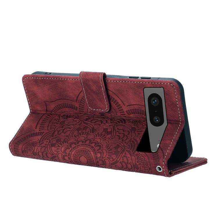 Mandala Embossed Retro Frosted Leather Phone Case, Compatible with Google Pixel 8