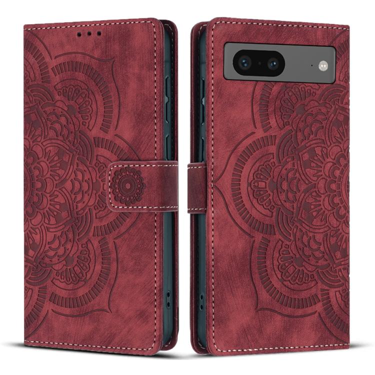 Mandala Embossed Retro Frosted Leather Phone Case, Compatible with Google Pixel 8a